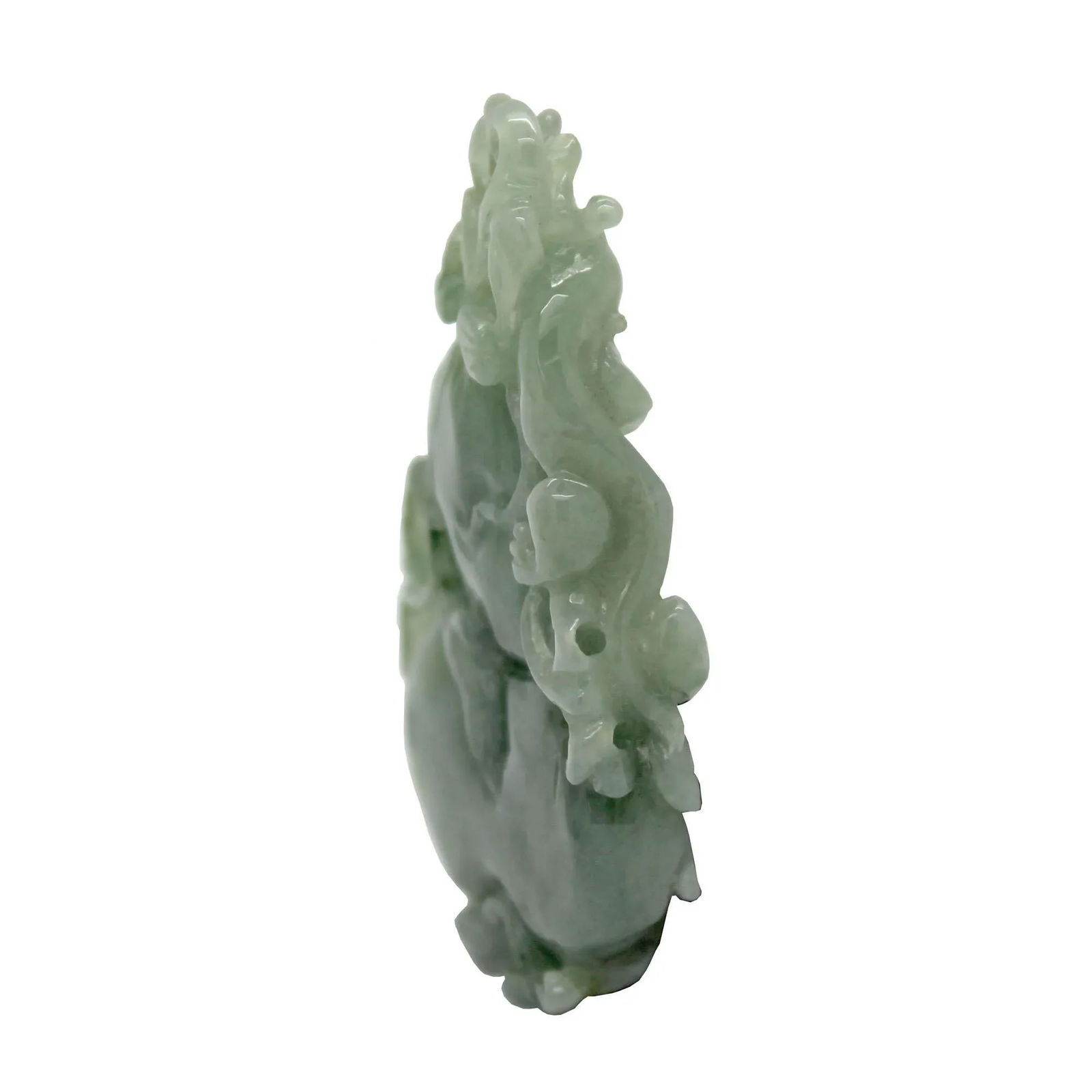 Jade Pendant With Dragon on Gourd Stepping on Money, Roots and Leaf - 5