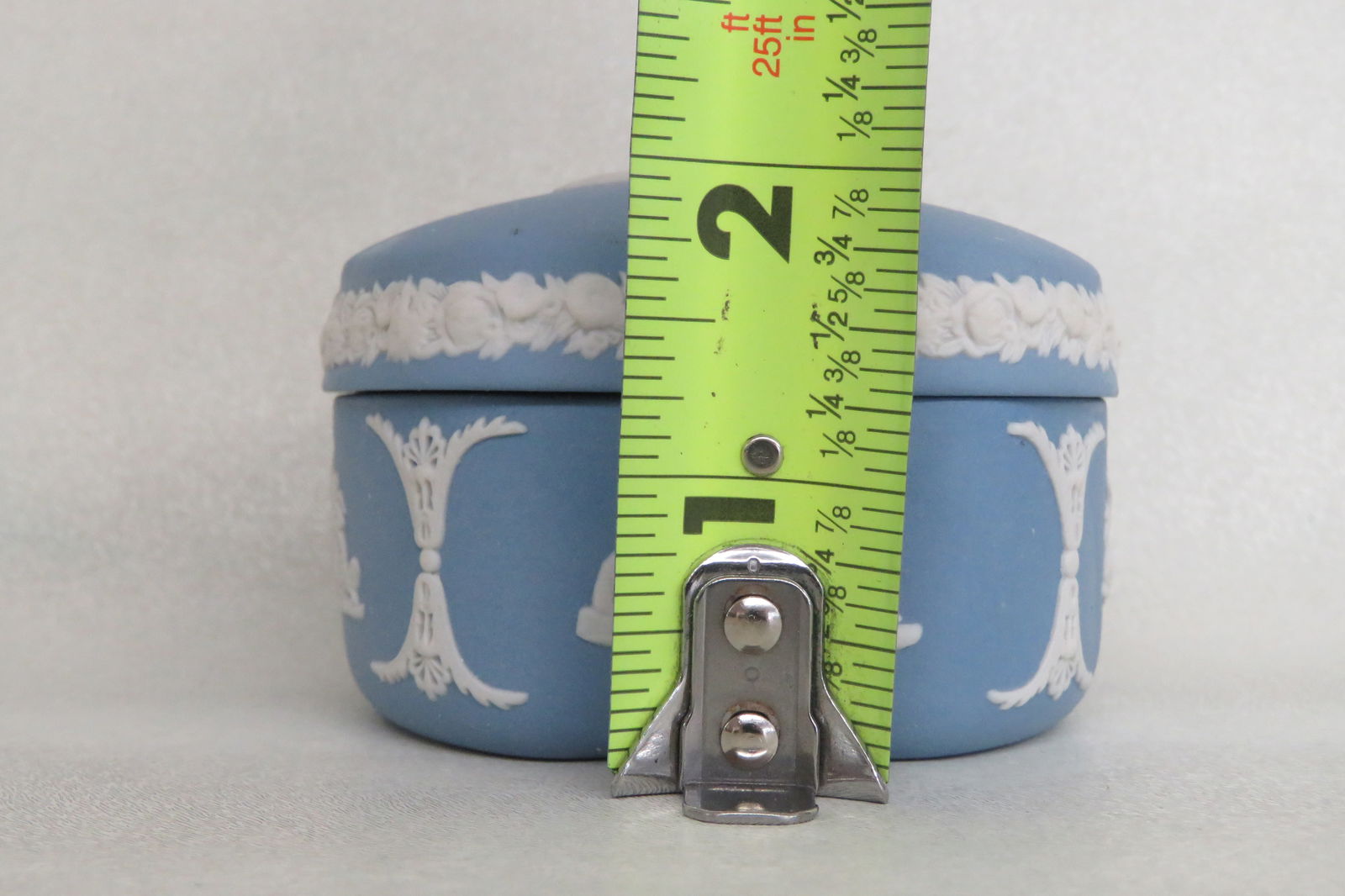 Wedgwood Blue Jasperware Pegasus Kidney Shaped Trinket Box Made in England - 9