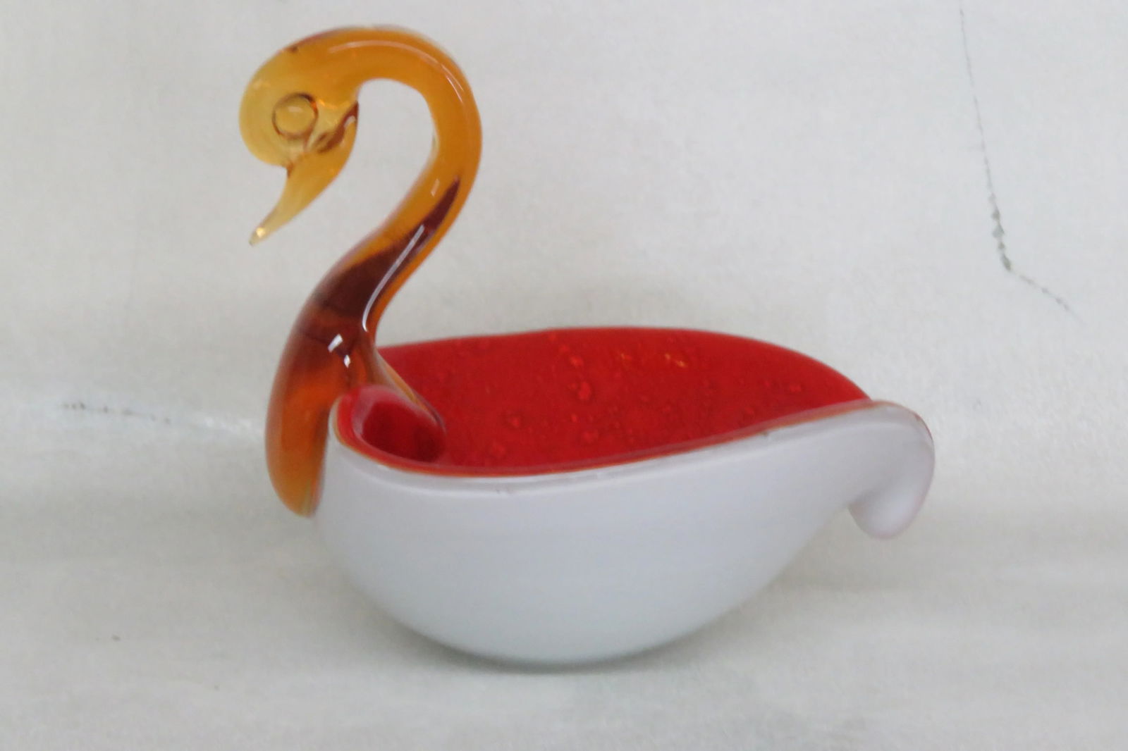 Art Glass Murano Style Decorative Swan Bird Candy Dish Bowl Figurine - 2