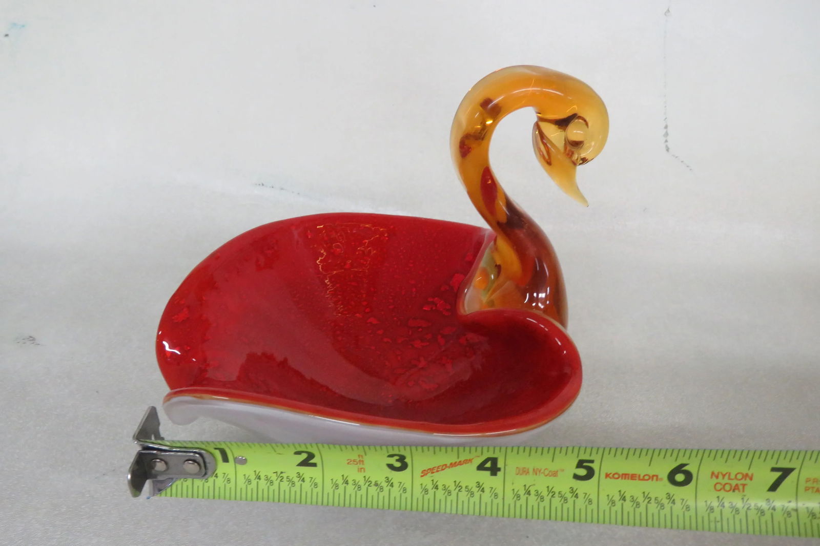 Art Glass Murano Style Decorative Swan Bird Candy Dish Bowl Figurine - 7