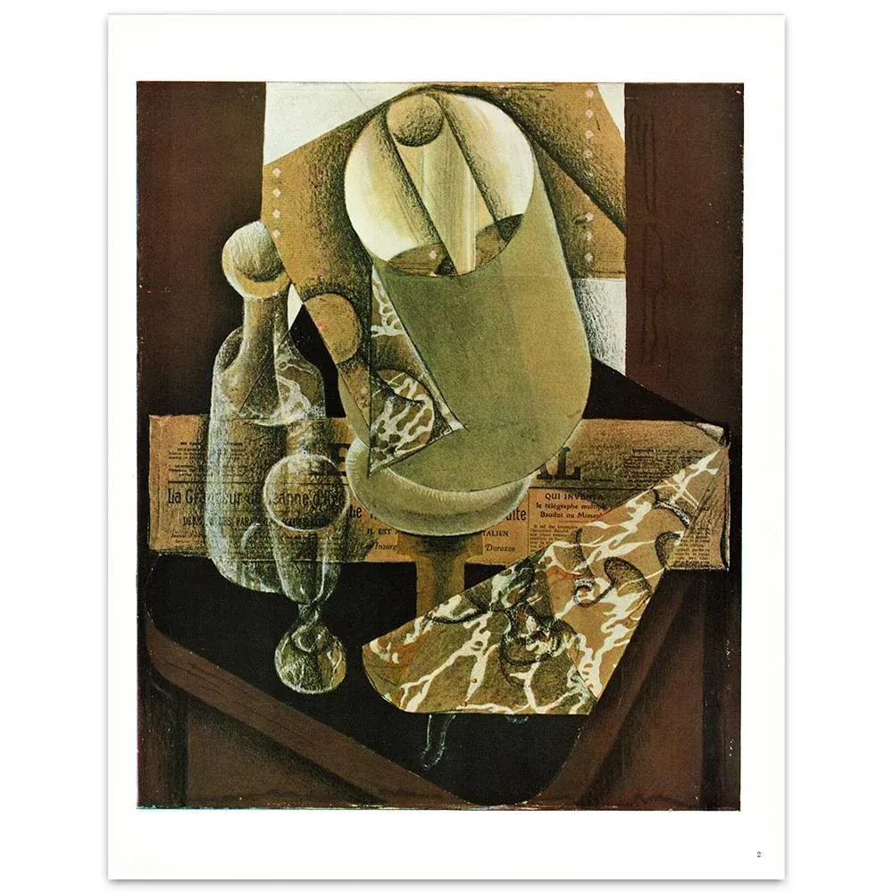 1940s After Juan Gris "The Lamp" Cubist Full-Color Print From Geneva - 2