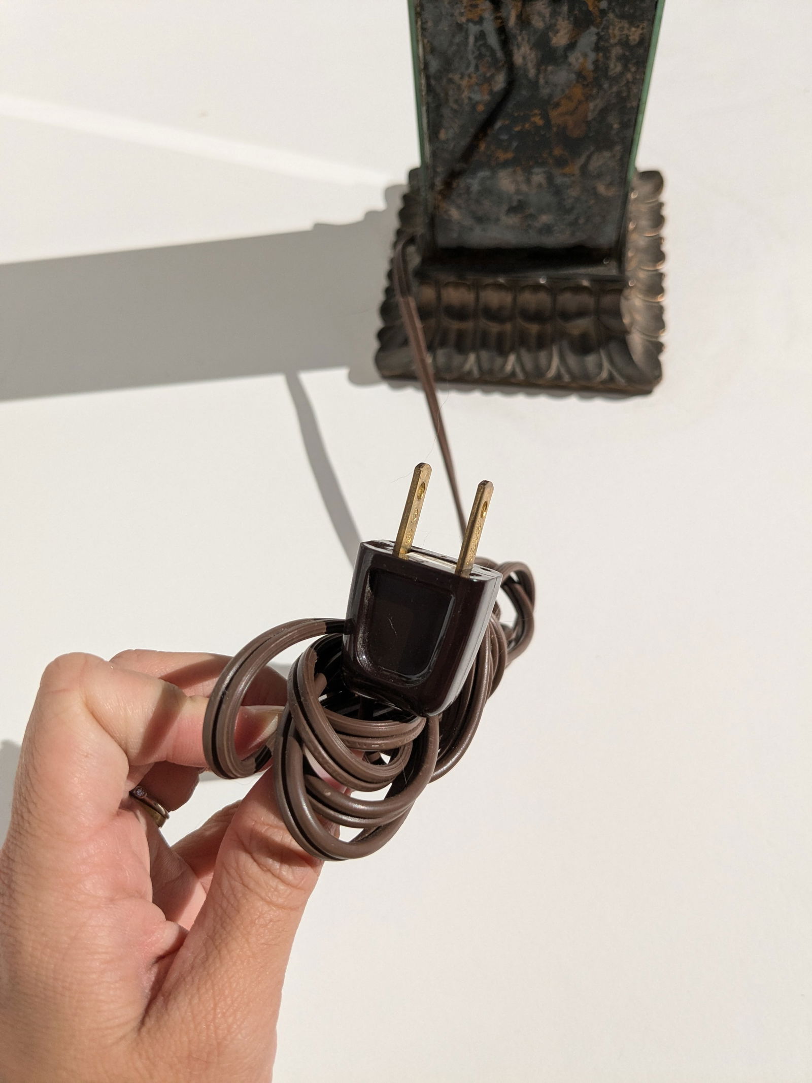 Mid 20th Century Bronze and Marbled Glass Table Lamp - 2