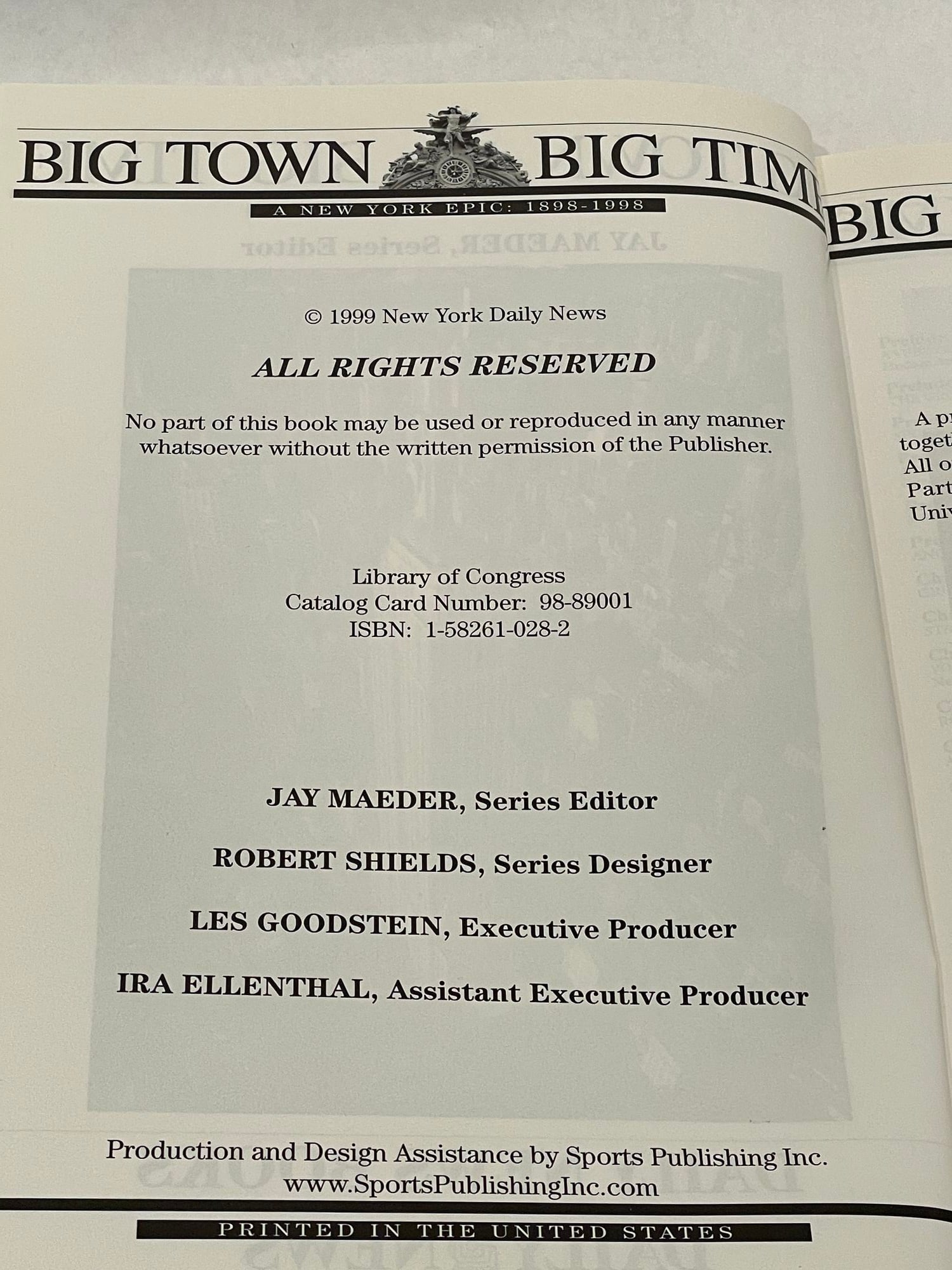 Big Town Big Time Hardcover by Daily News Books the New York Daily News 1999 - 8