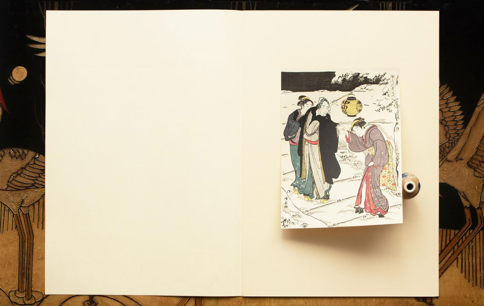 1964 After Kiyonaga "A Walk at Night in Snow", Full-Color Print From Japan - 8