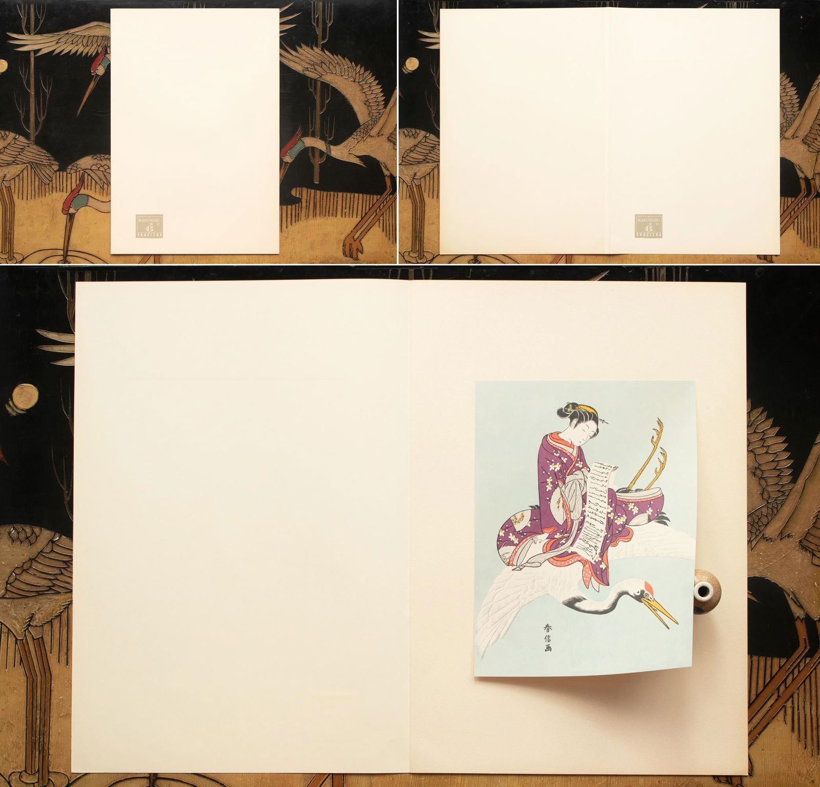 1963 After Harunobu "Woman Riding the Crane", Full-Color Print From Japan - 2