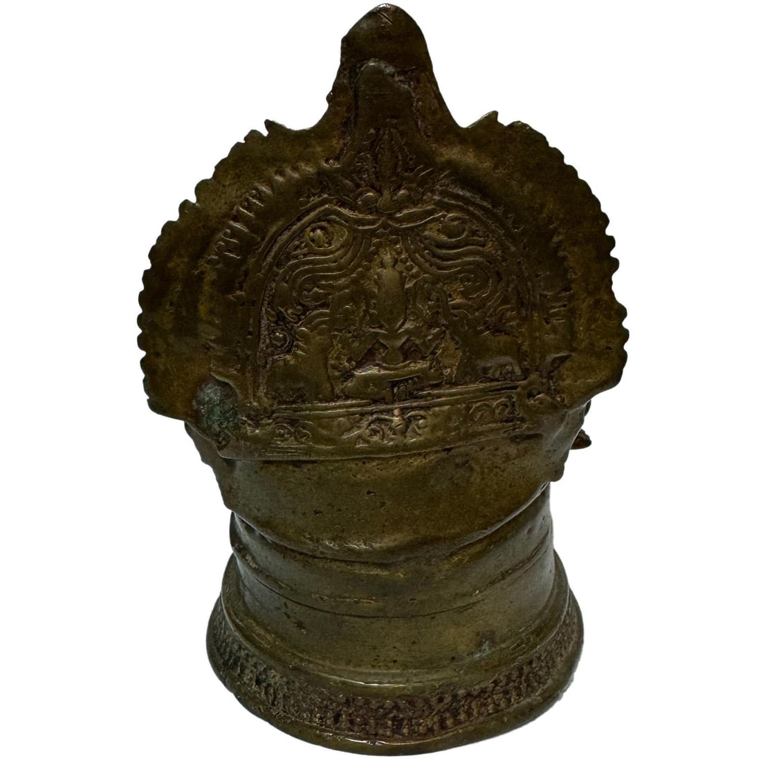 1990s Brass Oil Lamp With Embossed "Laxmi" Deity of Wealth & Prosperity - 4