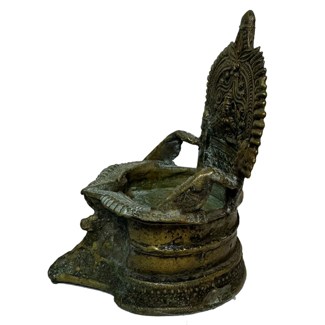 1990s Brass Oil Lamp With Embossed "Laxmi" Deity of Wealth & Prosperity - 5