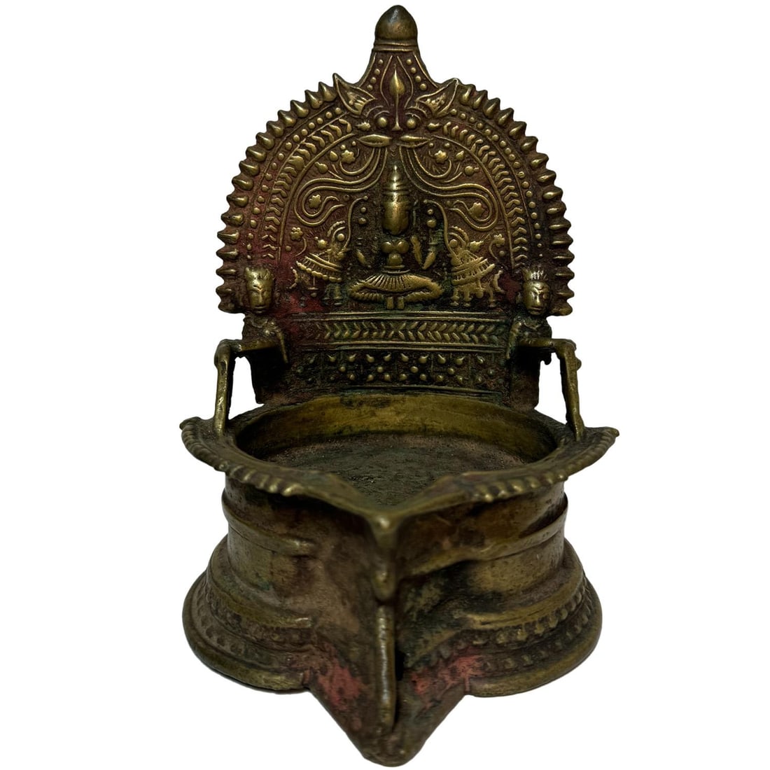 1990s Brass Oil Lamp With Embossed "Laxmi" Deity of Wealth & Prosperity - 7