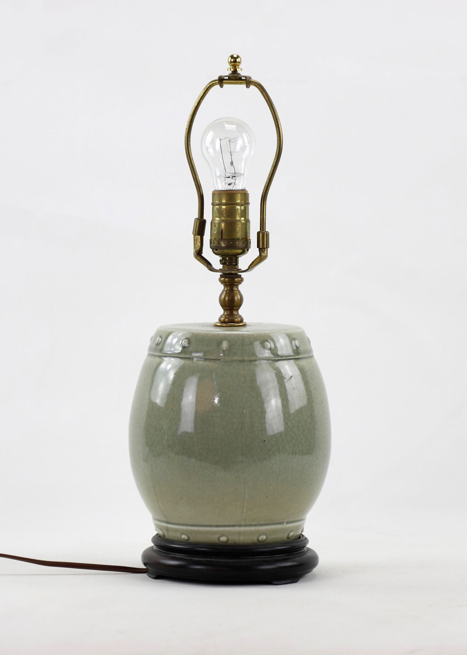 Chinese Celadon Drum Vase Table Lamp - 2