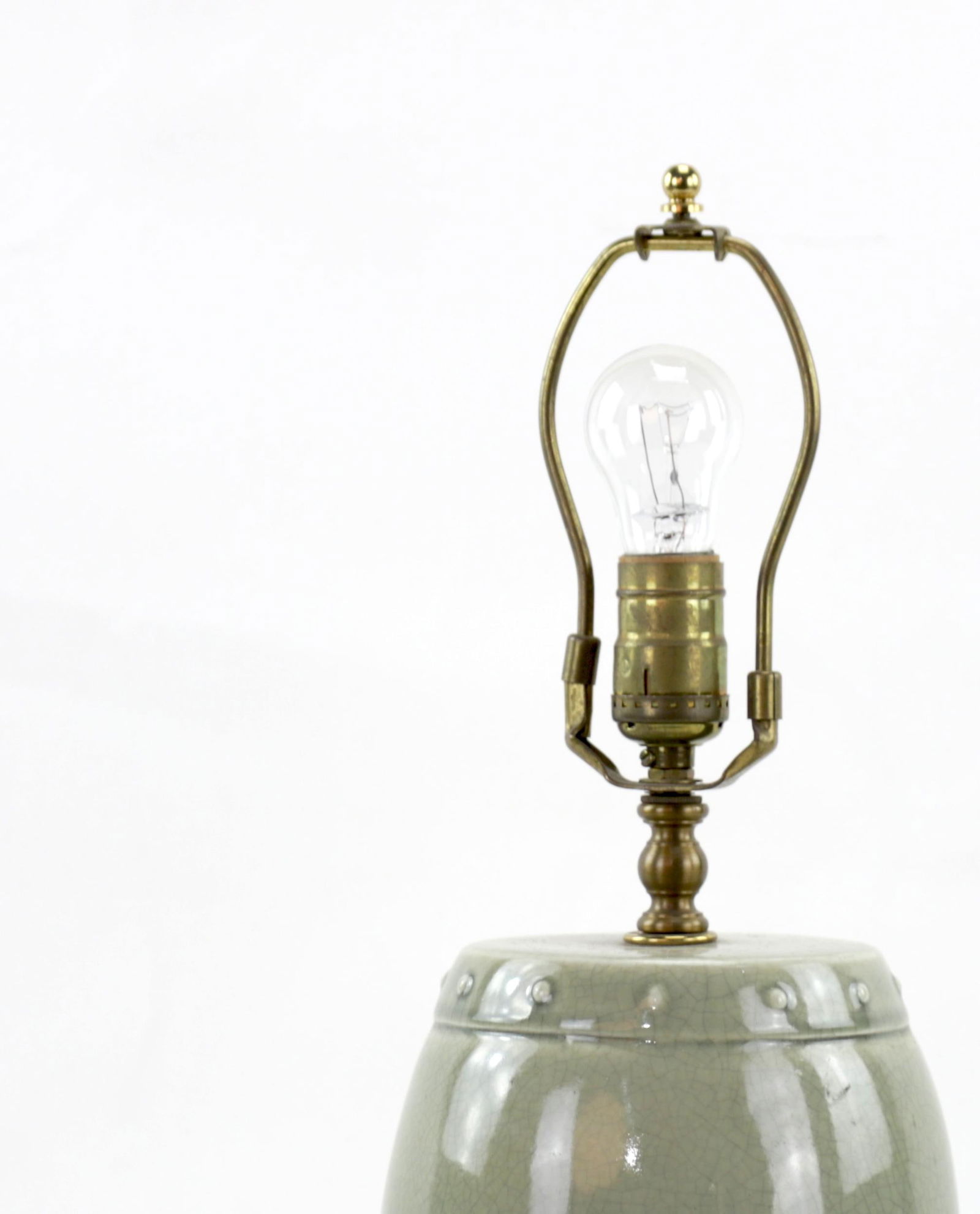 Chinese Celadon Drum Vase Table Lamp - 3