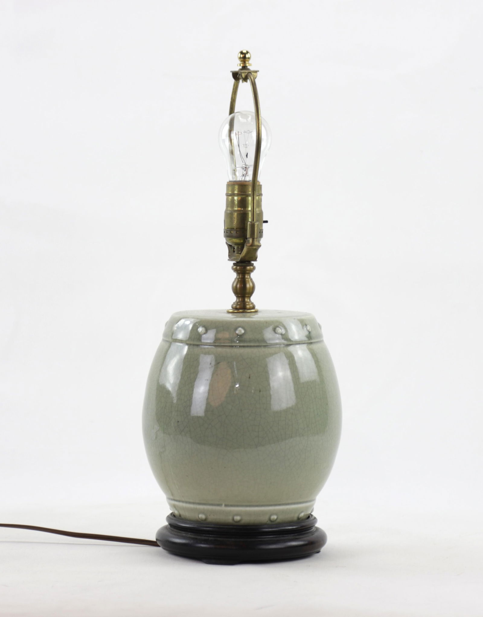 Chinese Celadon Drum Vase Table Lamp - 5