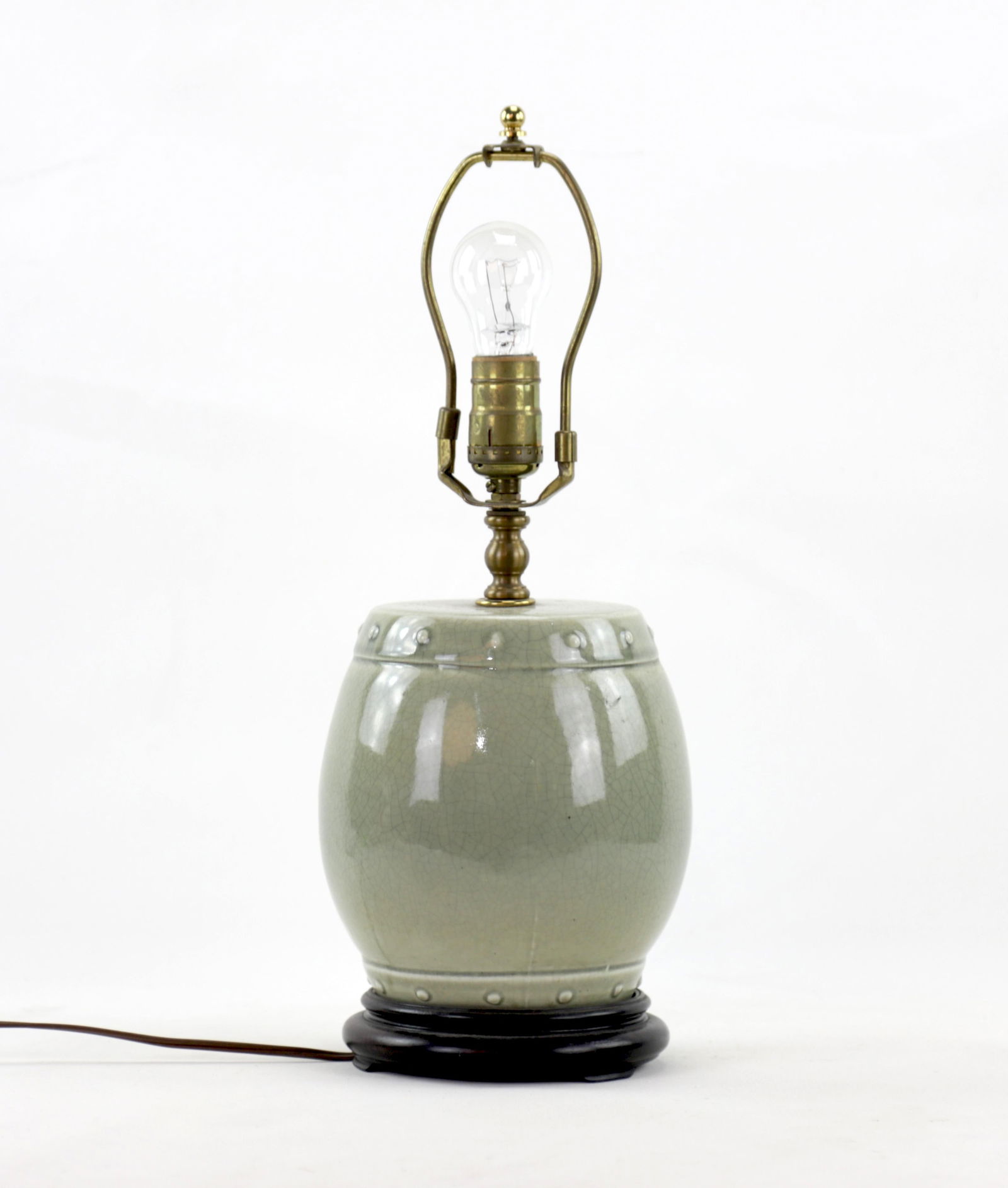 Chinese Celadon Drum Vase Table Lamp - 6