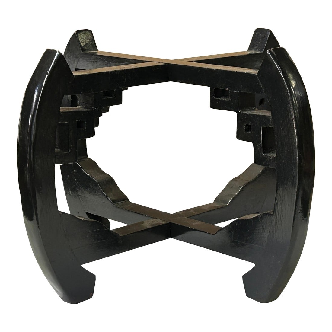 10.5" Black 4 Tall Legs Round Curve Body Wood Display Stand Riser (1 of 6)