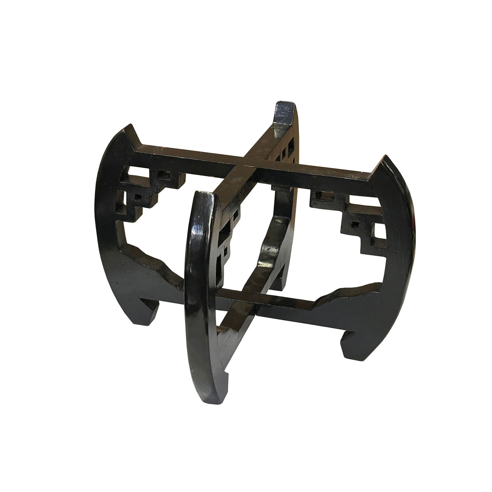 10.5" Black 4 Tall Legs Round Curve Body Wood Display Stand Riser - 4