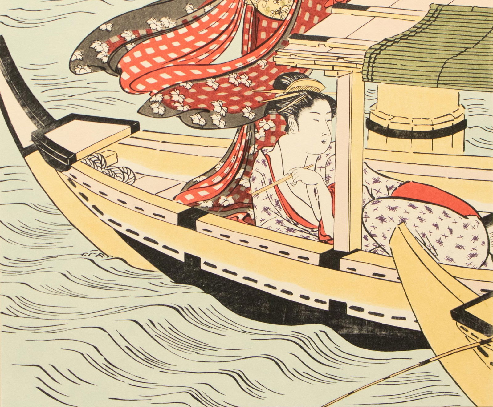 1964 After Kiyonaga "Pleasure Boating Under the Okawa Bridge", Full-Color Print From Japan - 7
