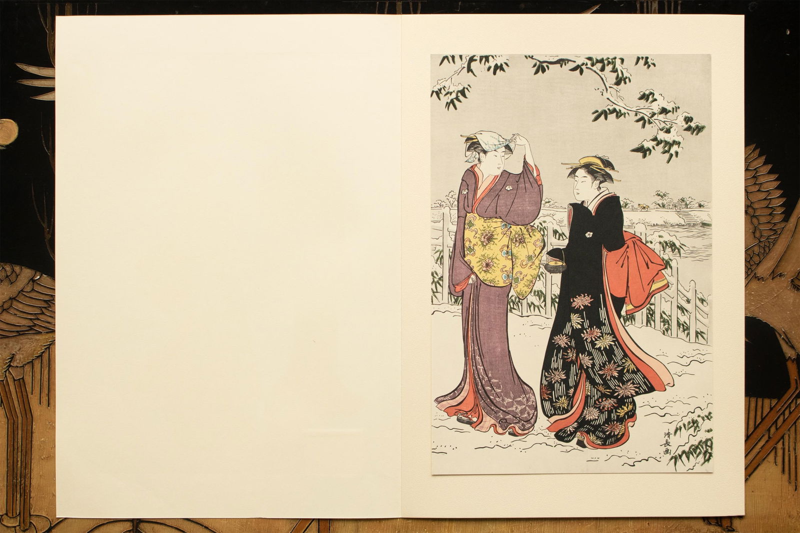 1964 After Kiyonaga "Snow View at Matsuchi-Yama", Full-Color Print From Japan - 6