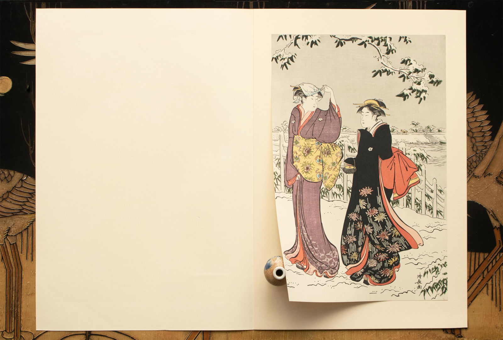 1964 After Kiyonaga "Snow View at Matsuchi-Yama", Full-Color Print From Japan - 7