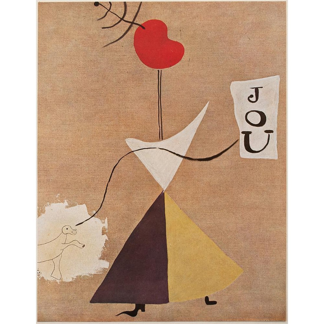 1940s After Joan MirÃ³, "Woman, Journal, Dog" First Edition Period Swiss Offset Lithograph: An excellent period offset lithograph, print, after painting "Woman, Journal, Dog" (1925) by Juan MirÃ³. Comes from a First Limited Edition art folio printed in Geneva, Switzerland by