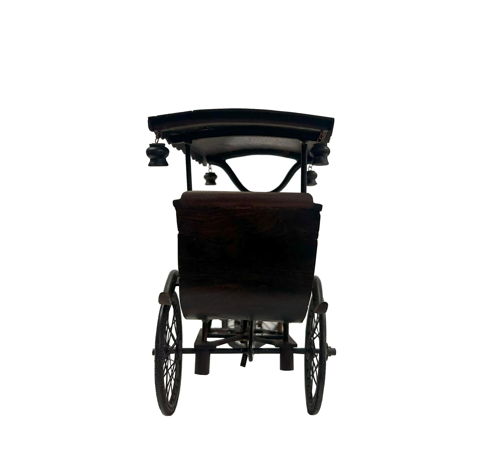 Chinese Rosewood Handmade Miniature Cycle Rickshaw Display Decor Art - 4