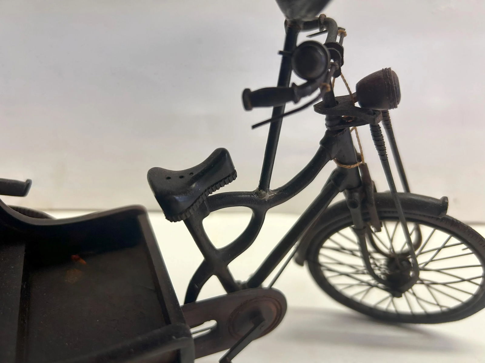 Chinese Rosewood Handmade Miniature Cycle Rickshaw Display Decor Art - 6