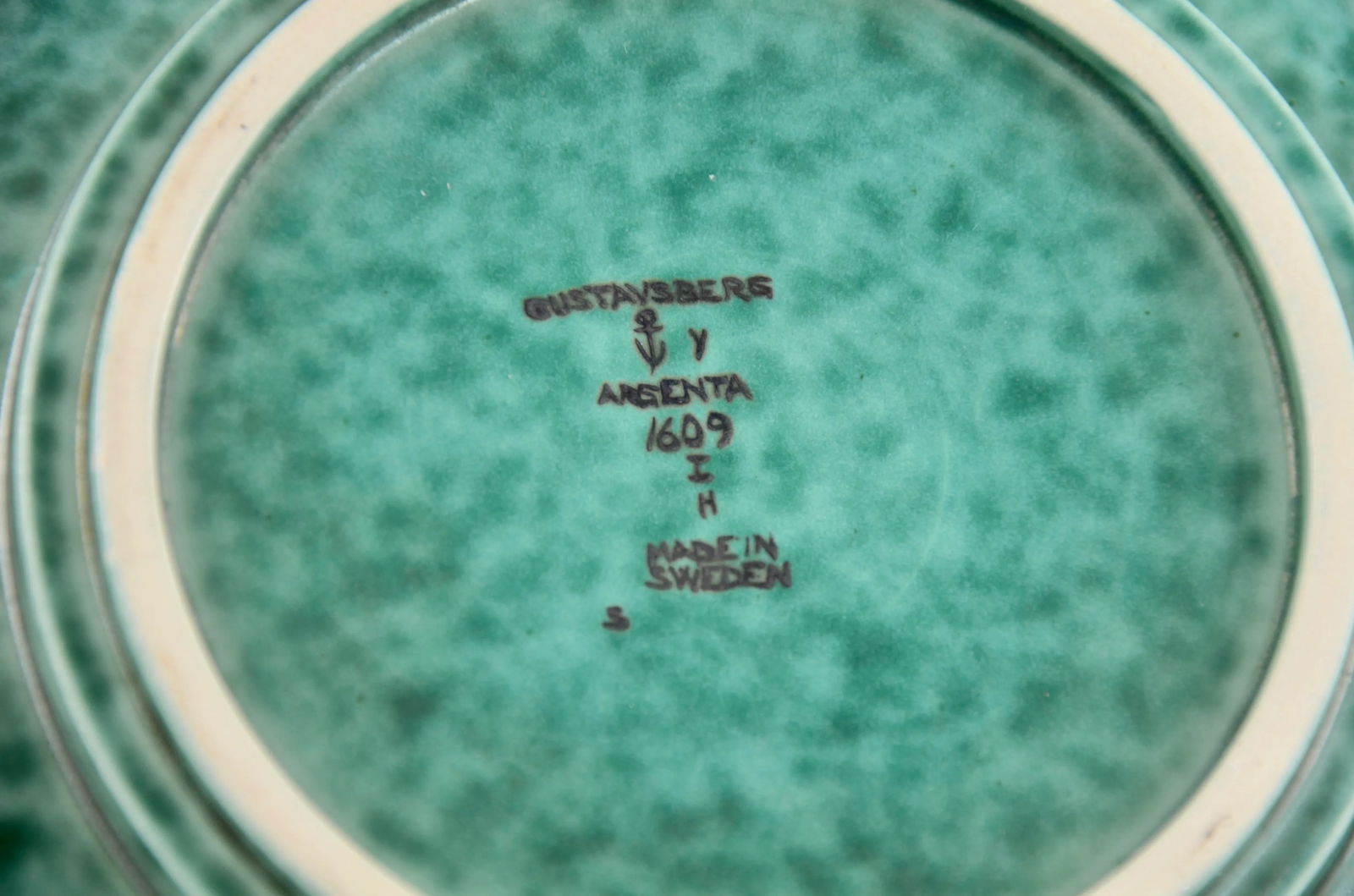 1930 Aqua Floral Sterling Gustavsberg Argenta Plate - 5