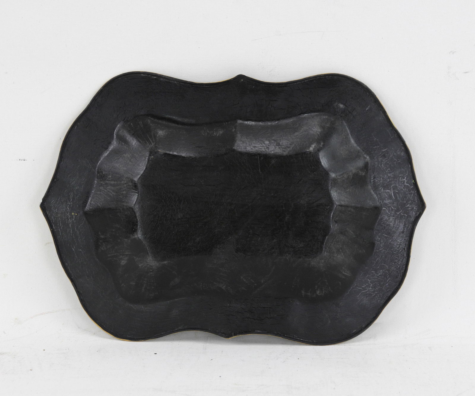 Vintage Iron Black Gilt Hand Painted Chinoiseries Tray - 8