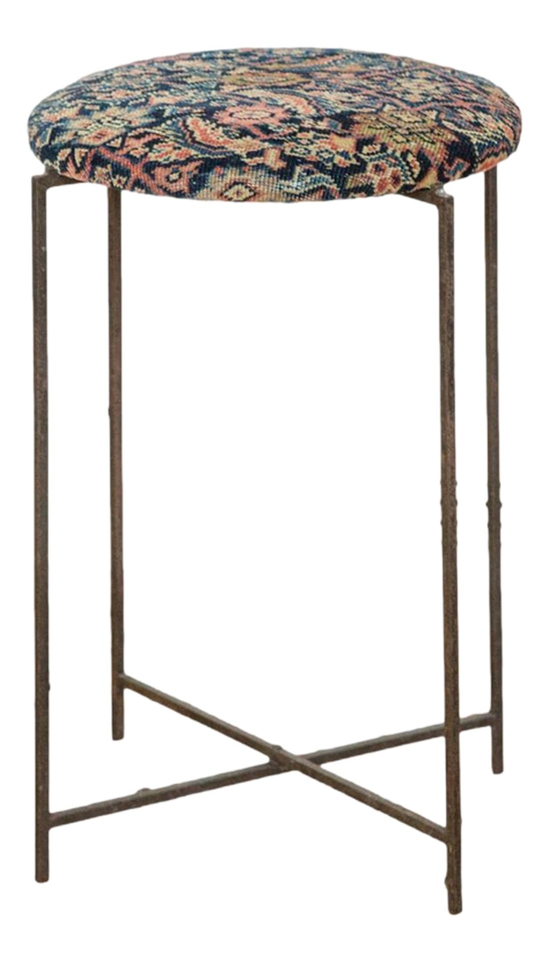 Reclaimed Antique Rug Fragment Side Table Stand 3 of 7 (1 of 7)