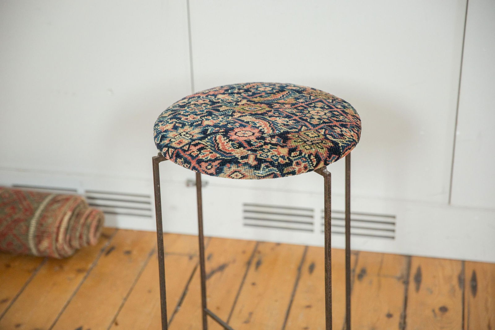 Reclaimed Antique Rug Fragment Side Table Stand 3 of 7 - 4