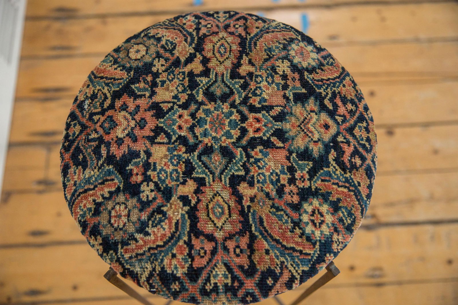 Reclaimed Antique Rug Fragment Side Table Stand 7 of 7 - 4