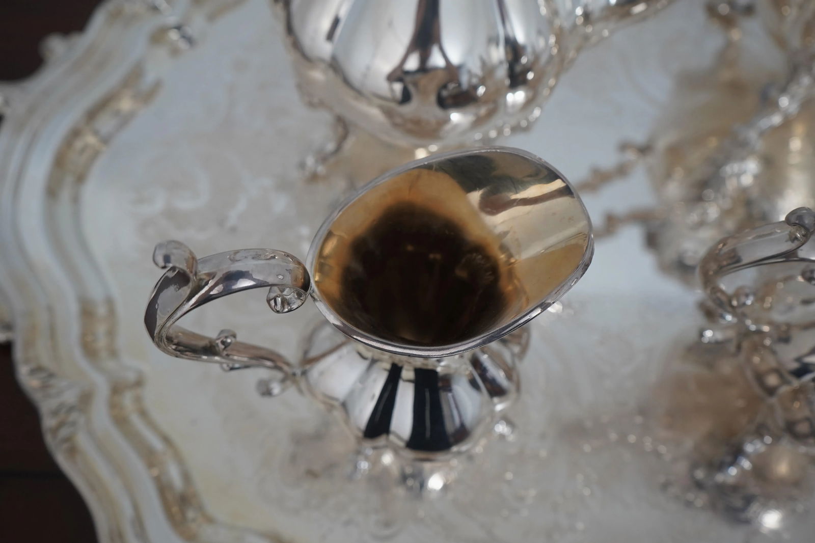 1970s Reed & Barton Winthrop Silver Plate Tea Set With Tray- 4 Pieces - 11