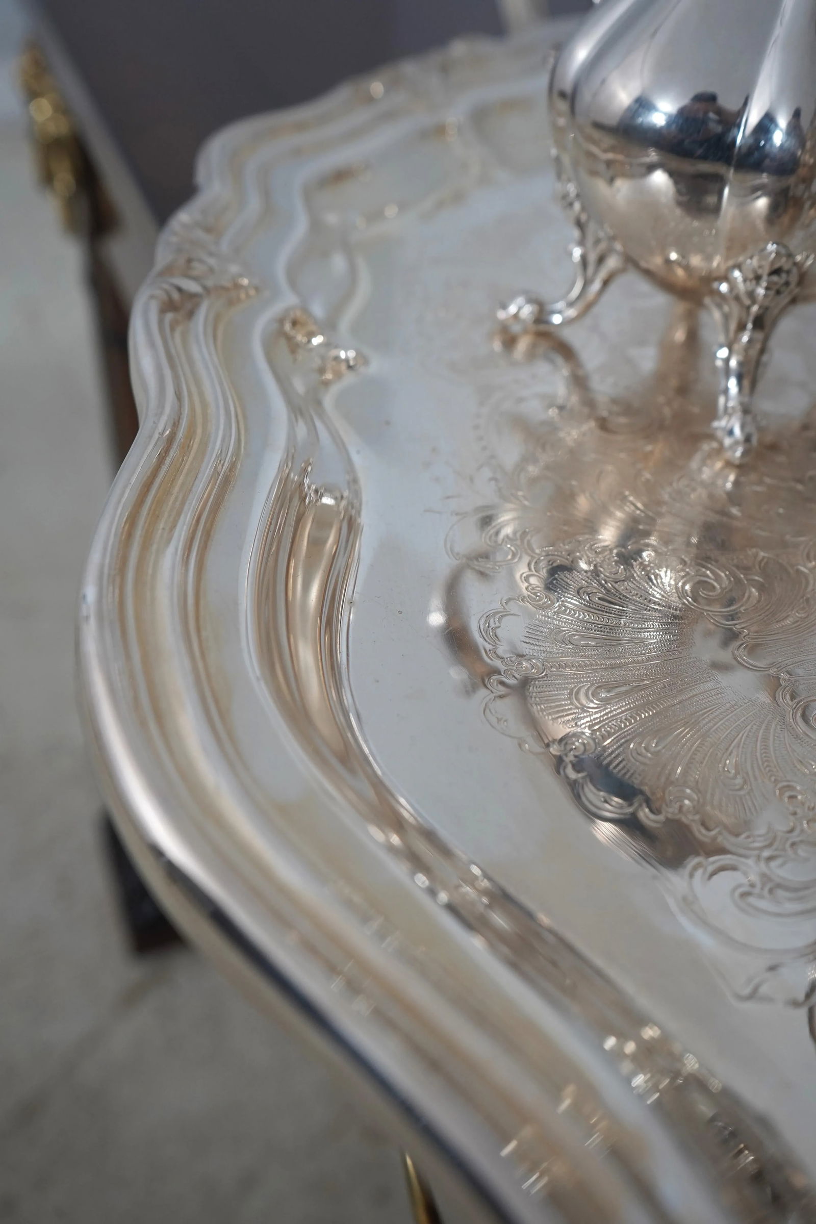 1970s Reed & Barton Winthrop Silver Plate Tea Set With Tray- 4 Pieces - 12