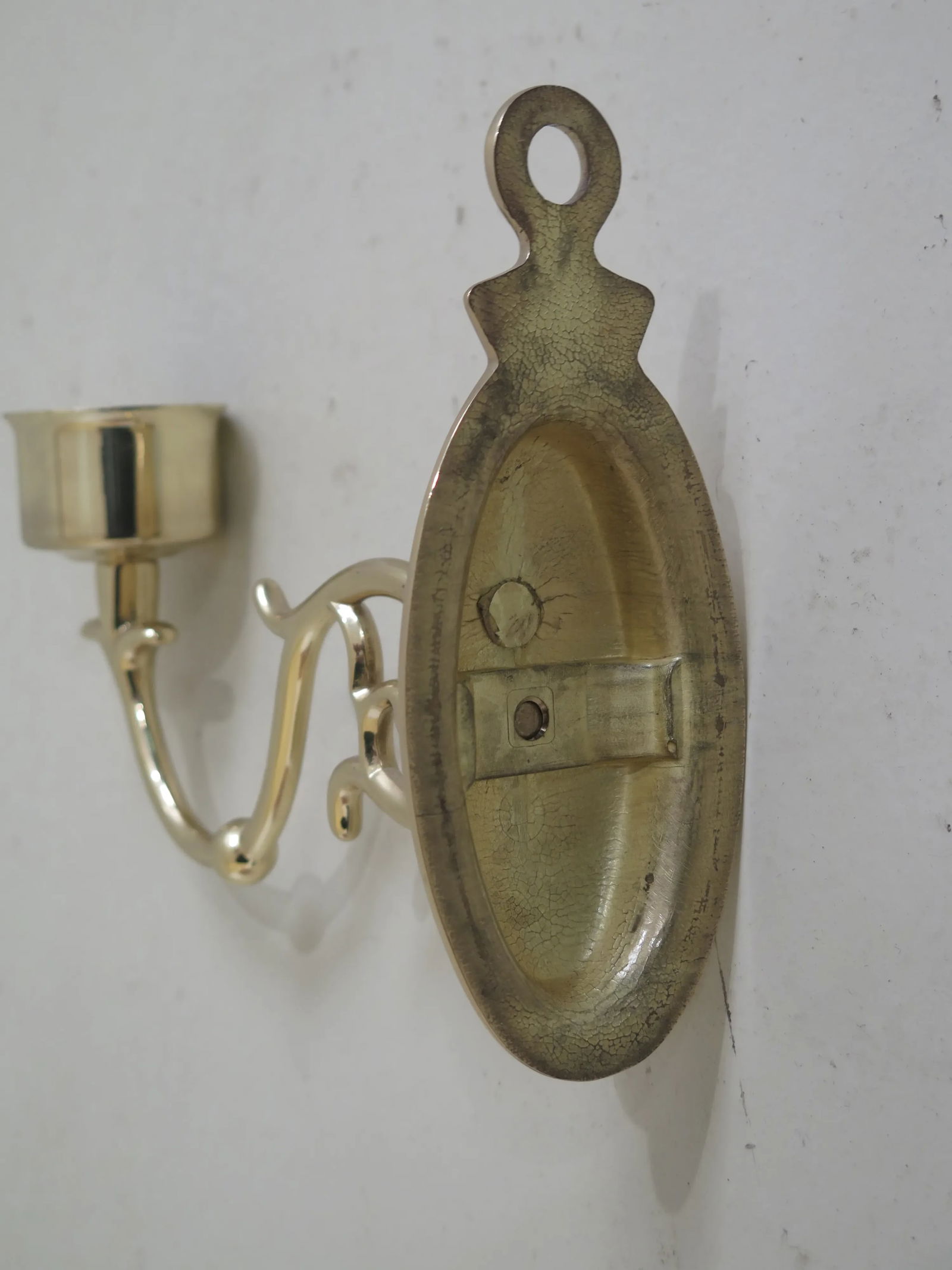 1990s Brass Single Arm Candelabra Wall Sconce - 6