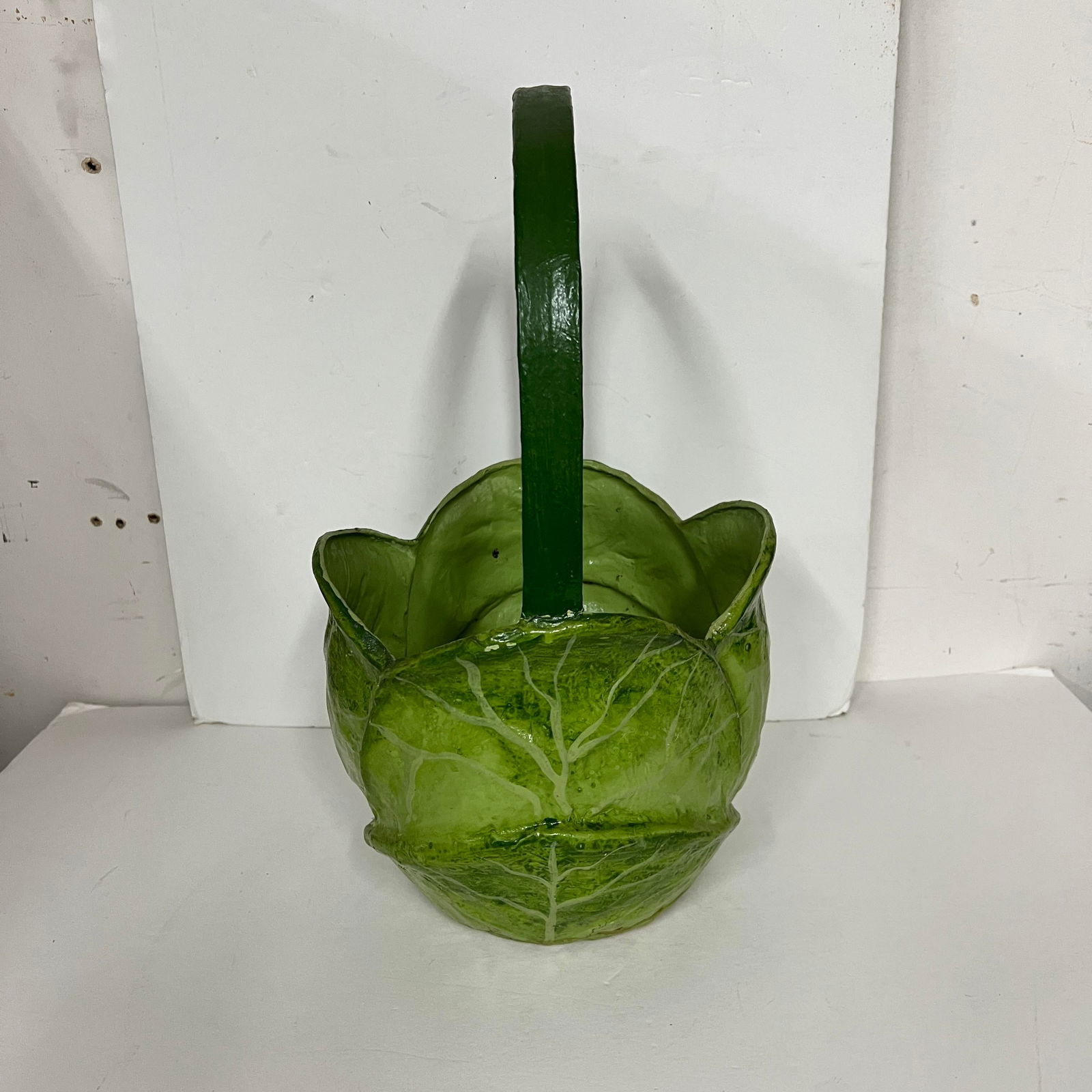 Vintage Handcrafted Cottage Core Paper Mache Cabbage Cachepot - 4