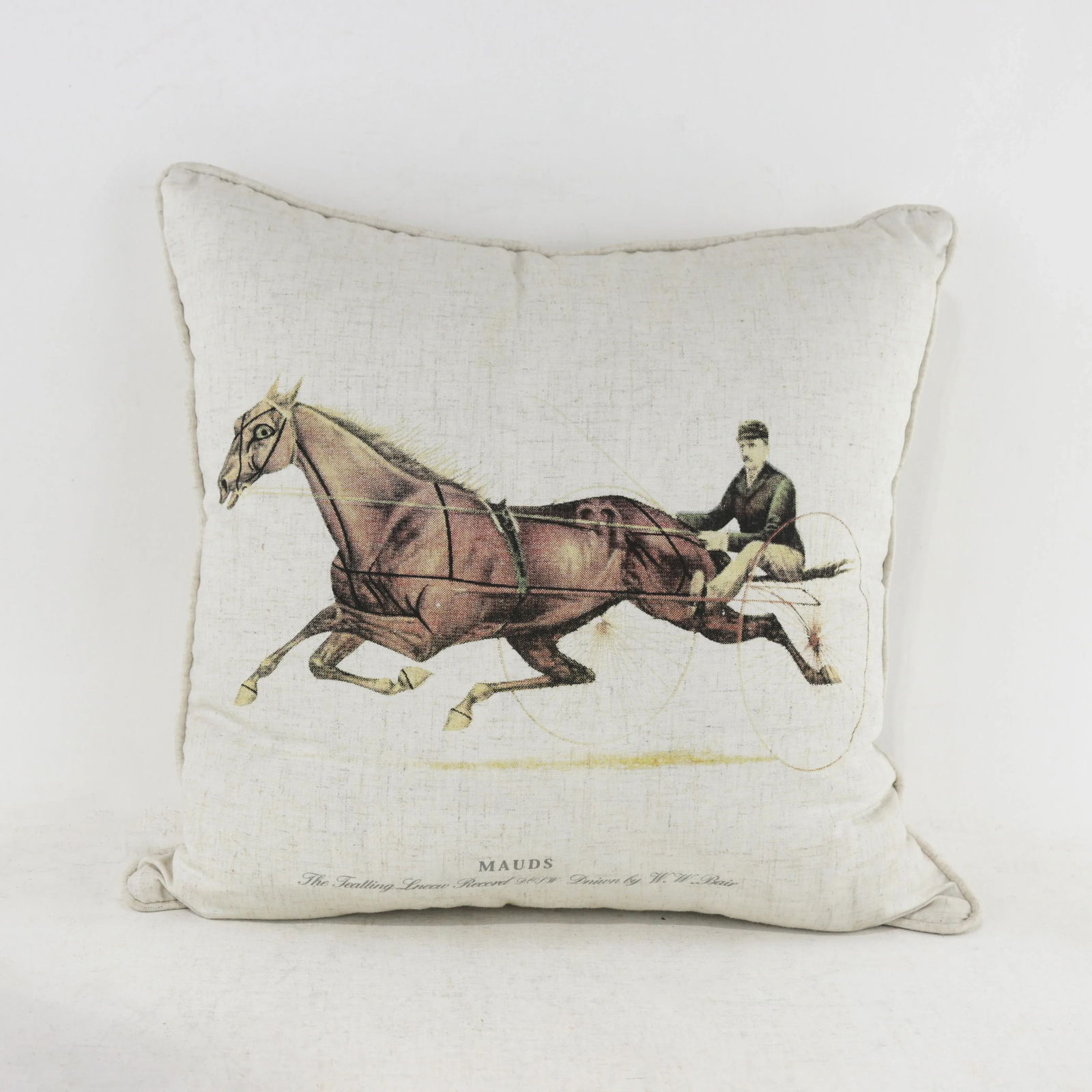 Equestrian Style Vintage Horse and Carriage Pillow - 3