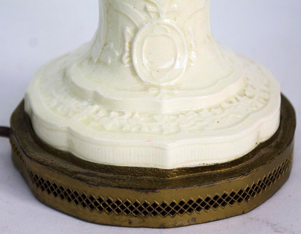 1940s Vintage White Porcelain and Brass Lenox Lamp - 4