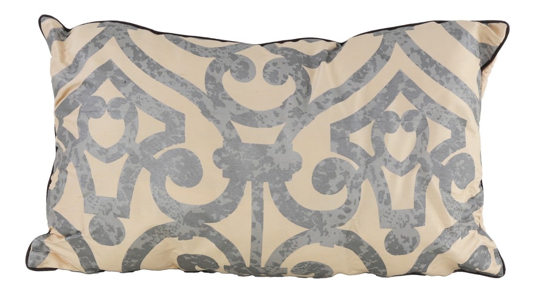 CrÃ¨me Elegant With Silver Scrollwork Lumbar Pillow (1 of 9)