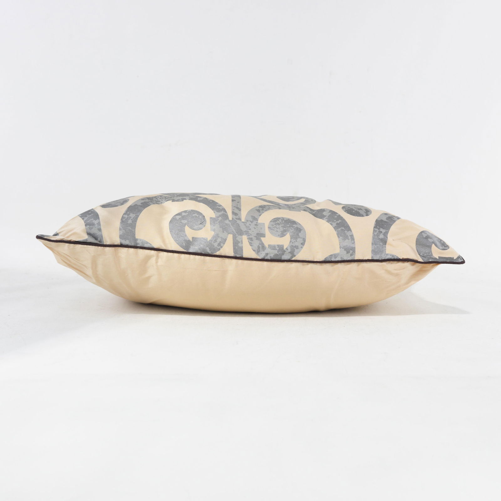 CrÃ¨me Elegant With Silver Scrollwork Lumbar Pillow - 2