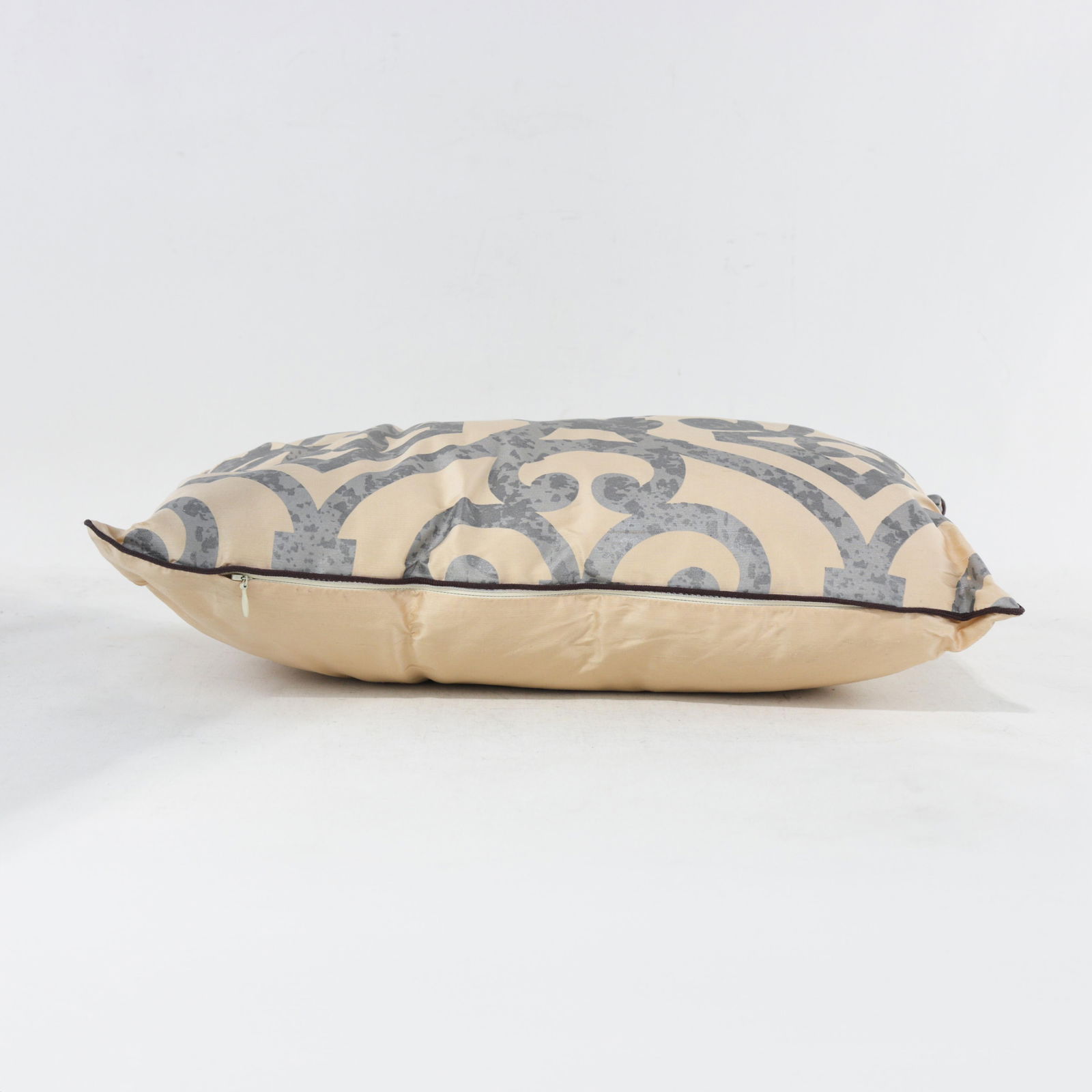 CrÃ¨me Elegant With Silver Scrollwork Lumbar Pillow - 3