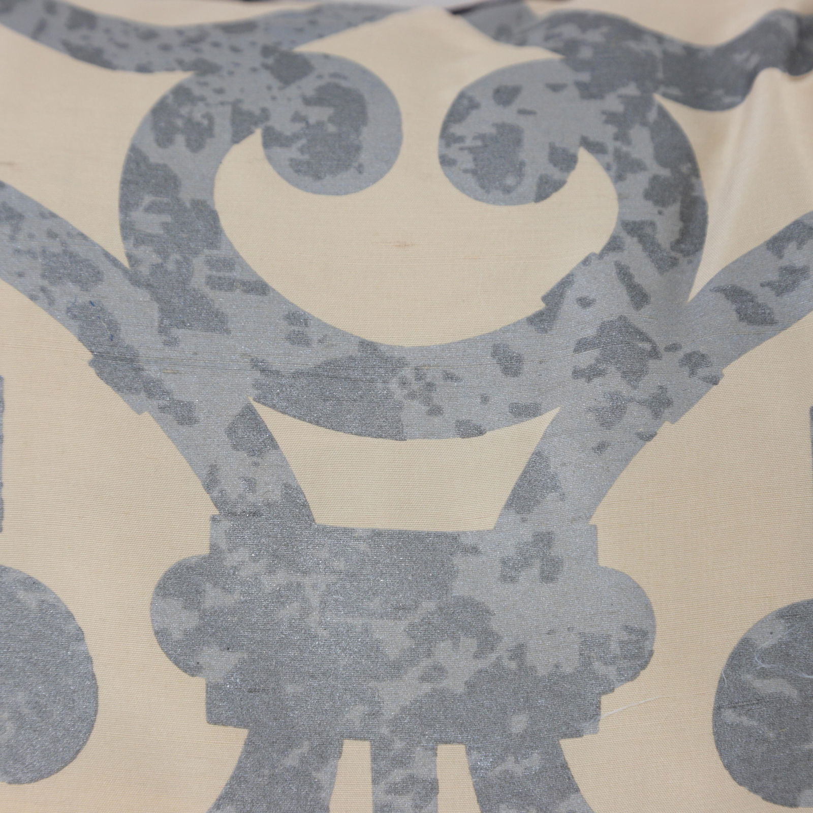 CrÃ¨me Elegant With Silver Scrollwork Lumbar Pillow - 6