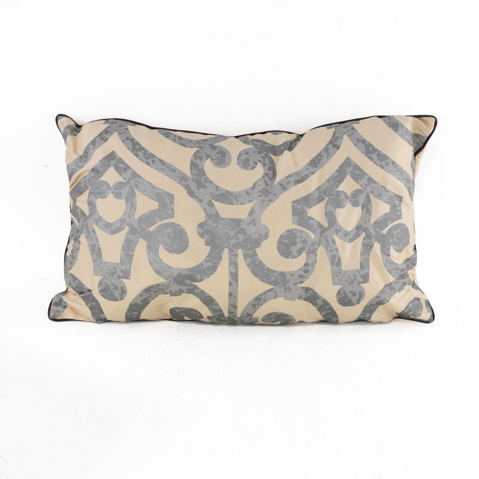 CrÃ¨me Elegant With Silver Scrollwork Lumbar Pillow - 9