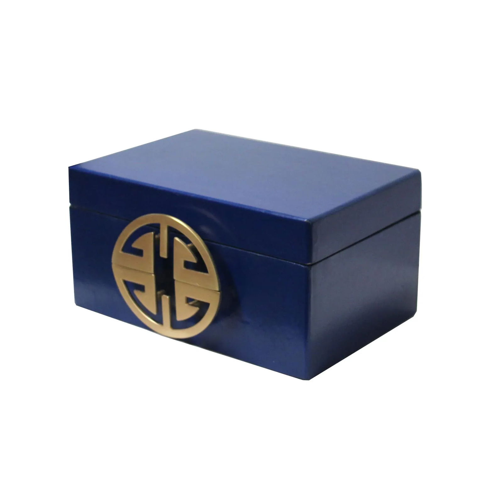 Oriental Round Hardware Royal Blue Rectangular Container Box Large - 2