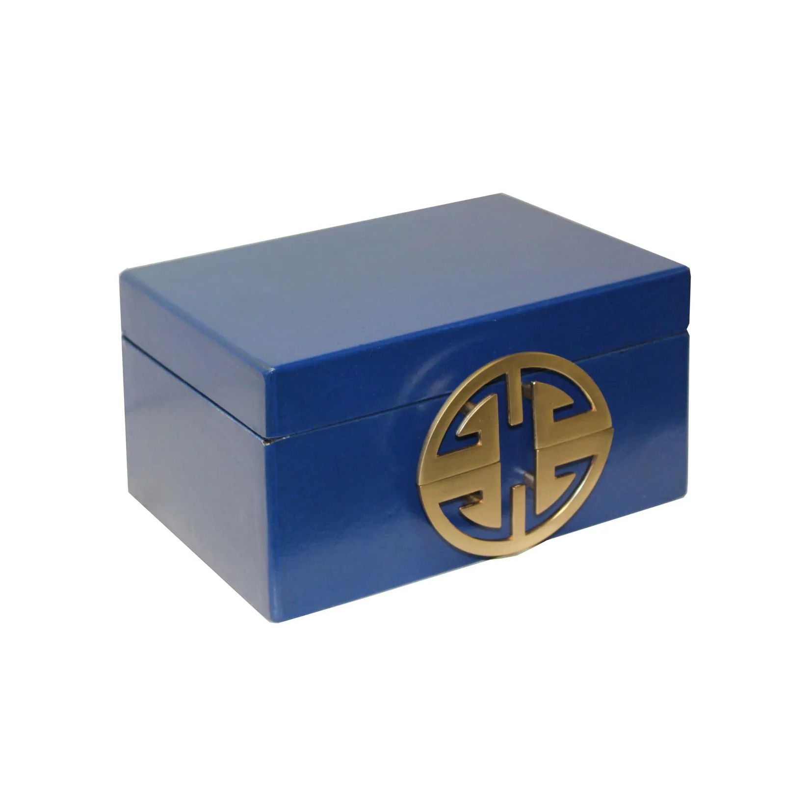 Oriental Round Hardware Royal Blue Rectangular Container Box Large - 3