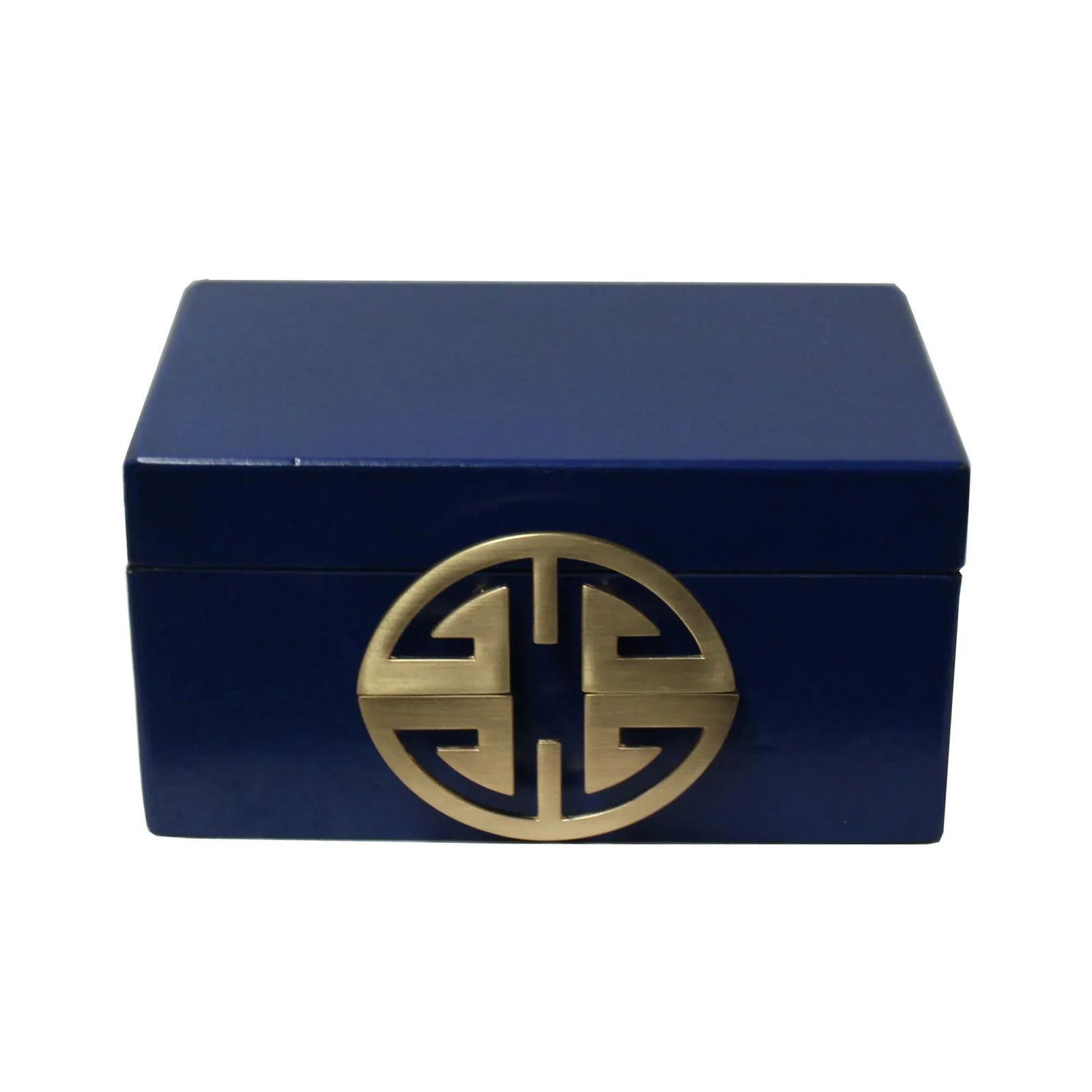 Oriental Round Hardware Royal Blue Rectangular Container Box Large - 5