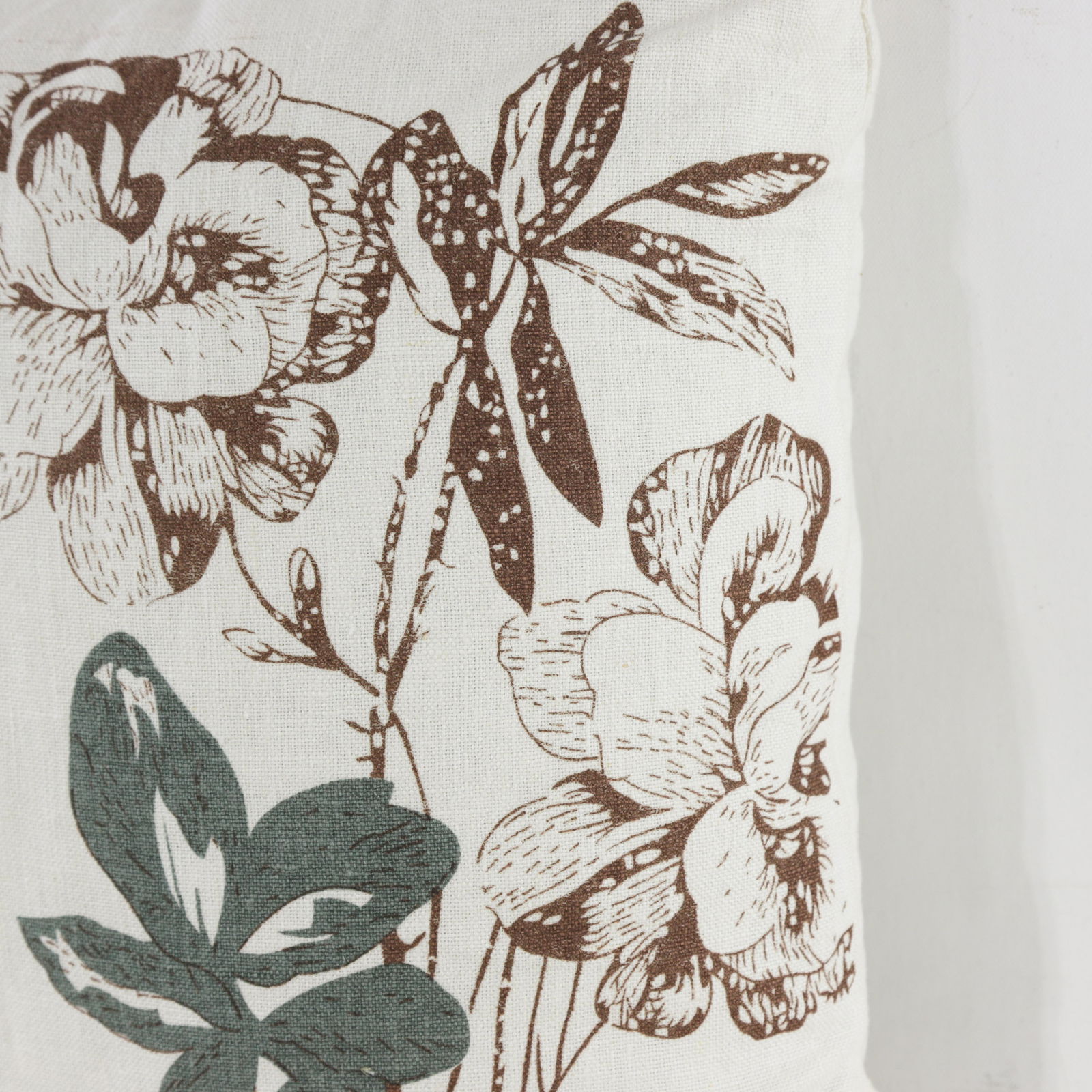 Floral and Bird Print Pillow in Neutral and Blue Accents - 10