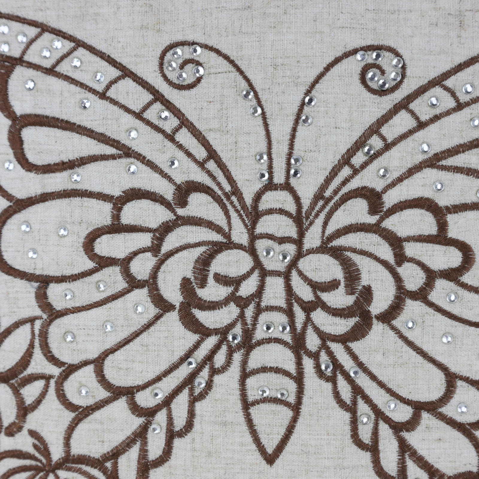 Elegant Embroidered Butterfly and Floral Pillow - 5