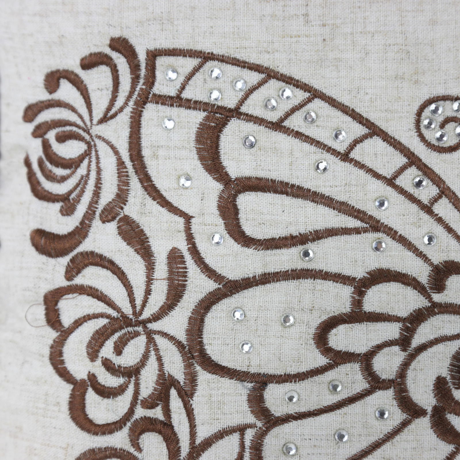 Elegant Embroidered Butterfly and Floral Pillow - 7