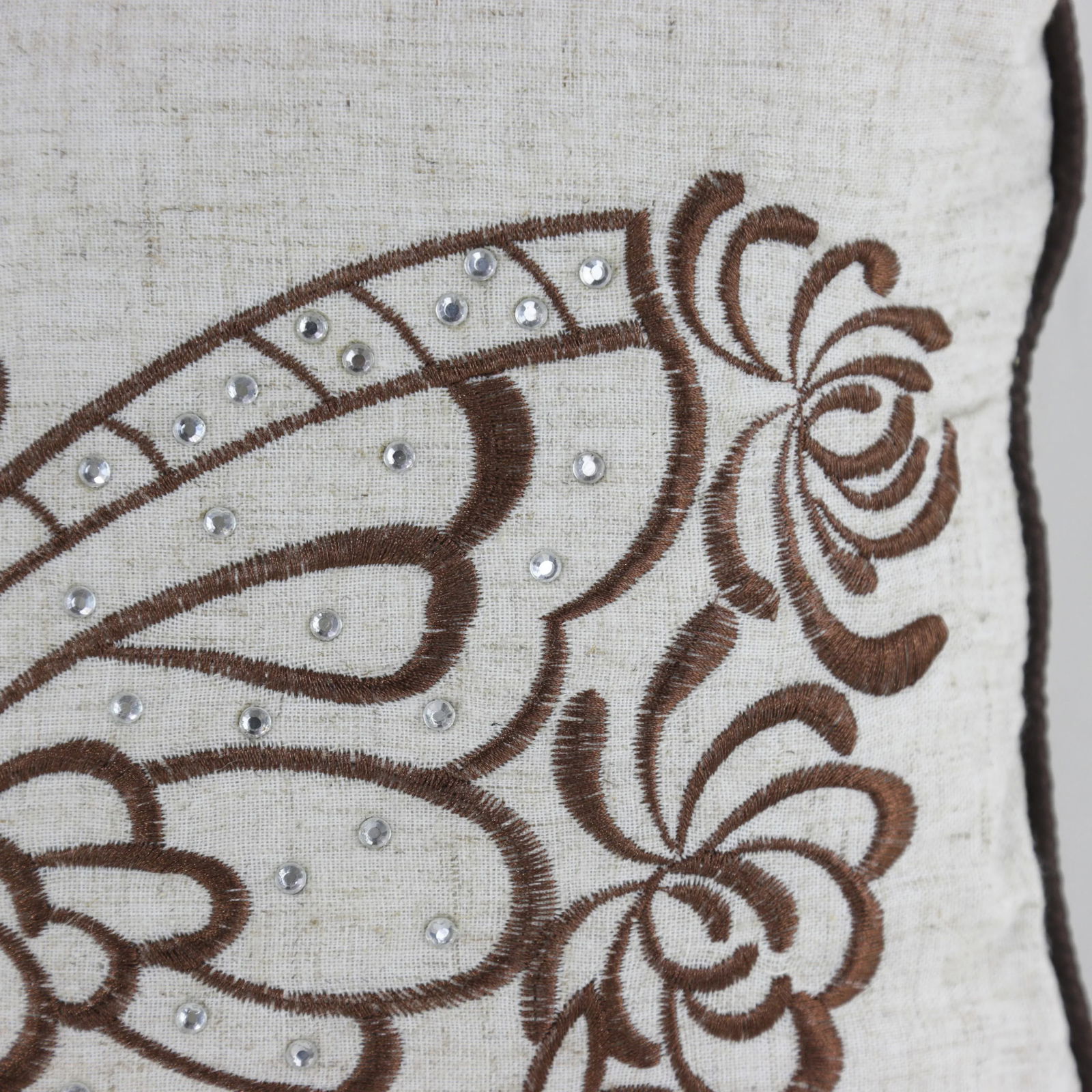 Elegant Embroidered Butterfly and Floral Pillow - 8
