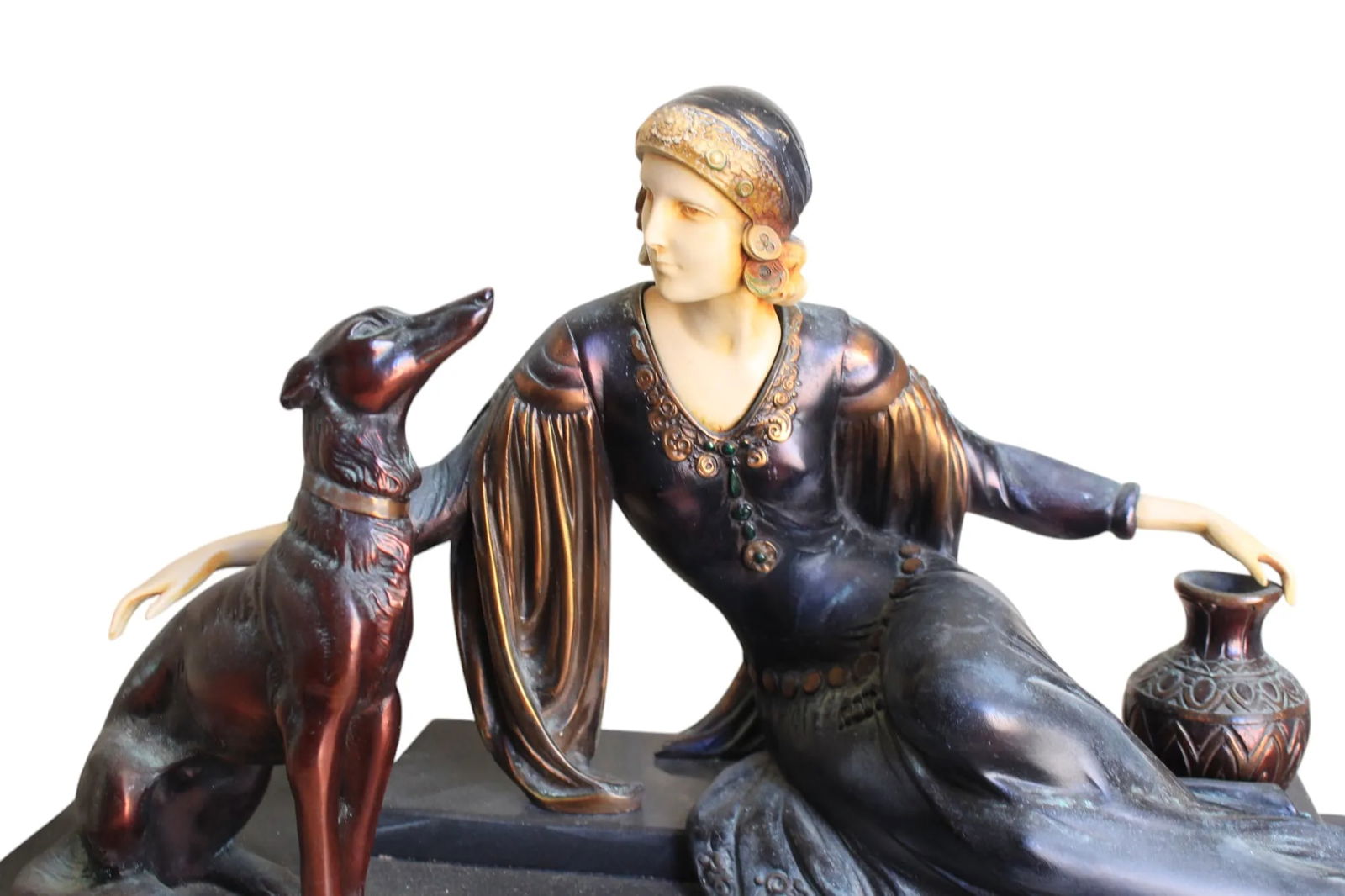 French Art Deco Chryselephantine Sculpture by Menneville & IrenÃ©e Rochard 1930 - 5