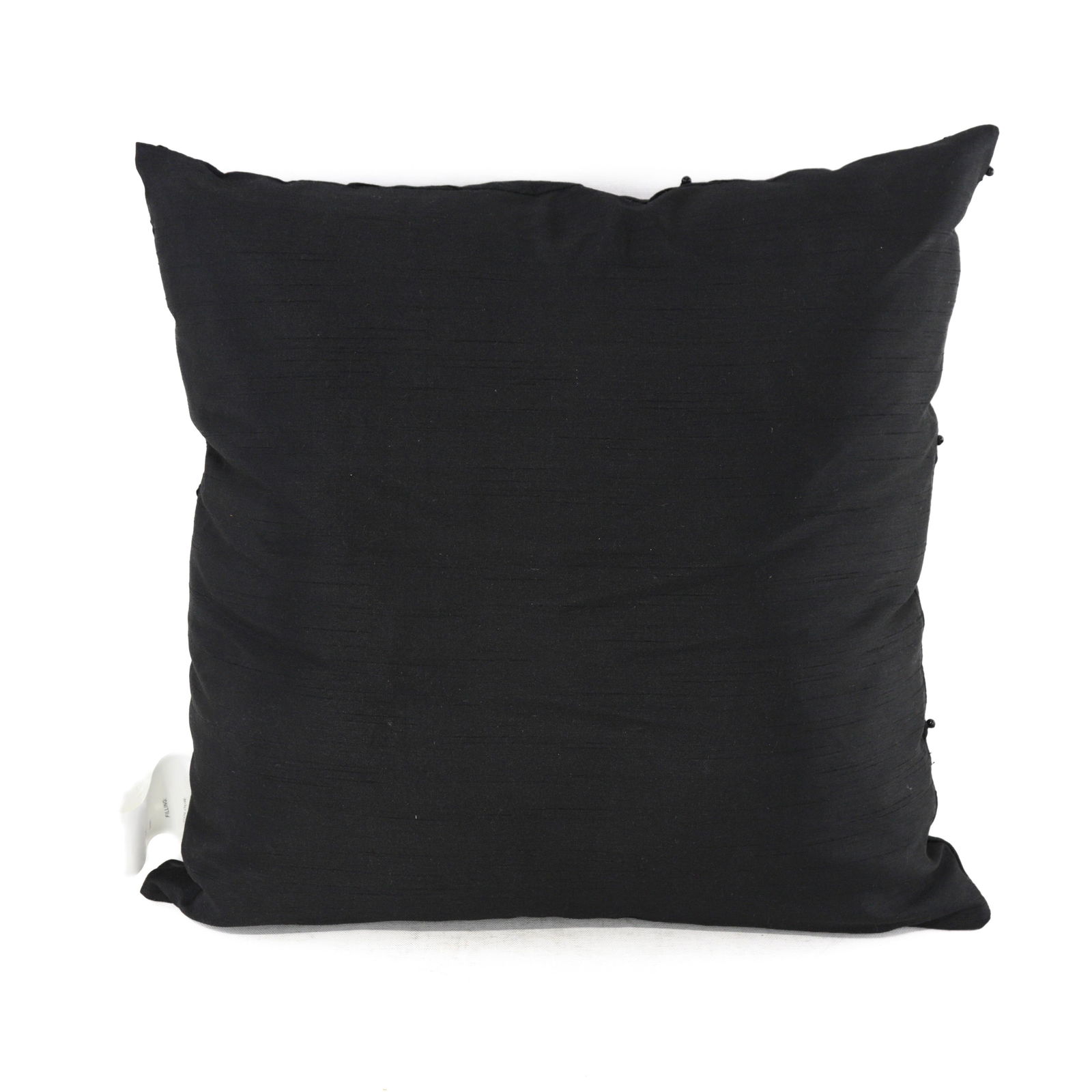 Elegant Black Quilted Pillow With Beaded Detailing - 3