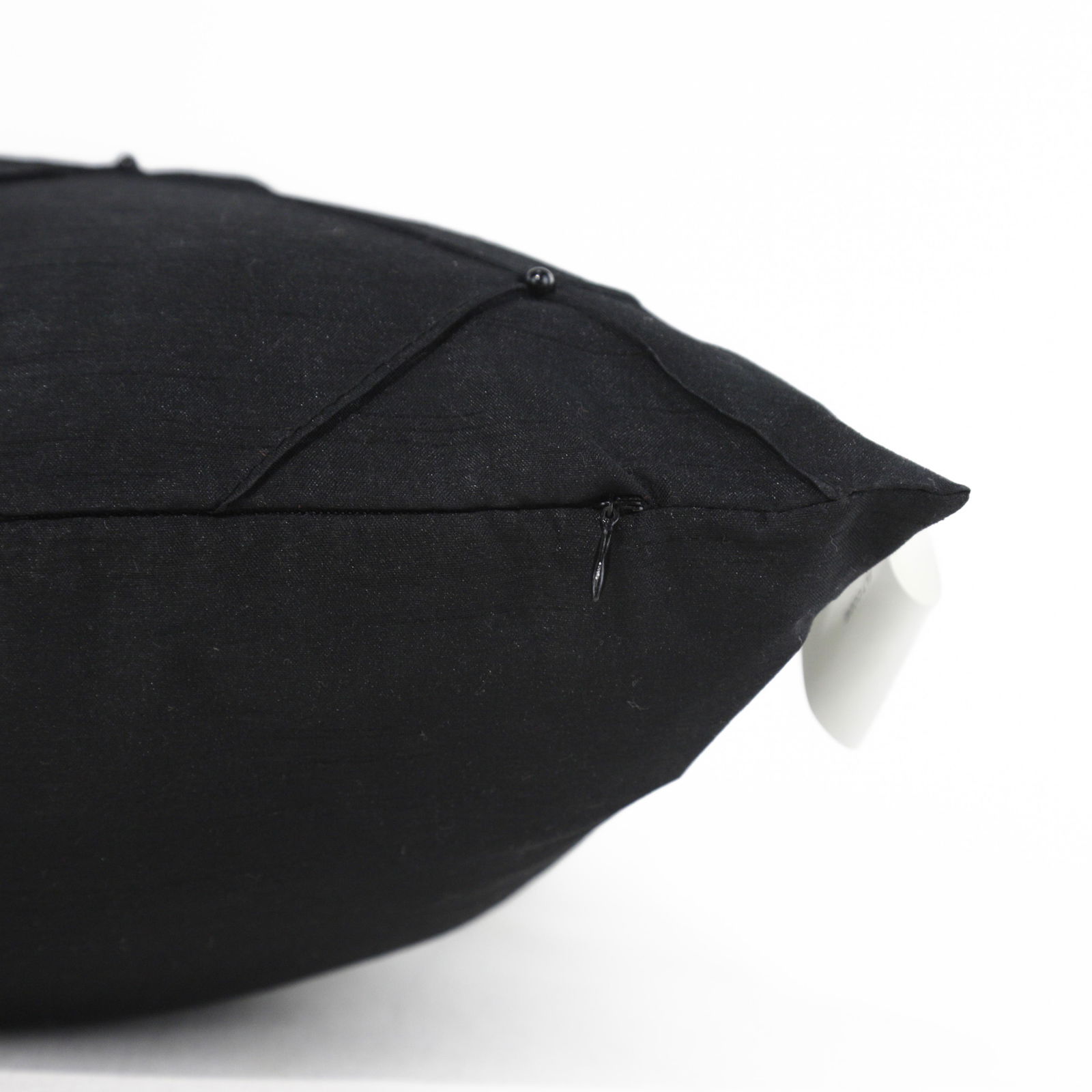 Elegant Black Quilted Pillow With Beaded Detailing - 7